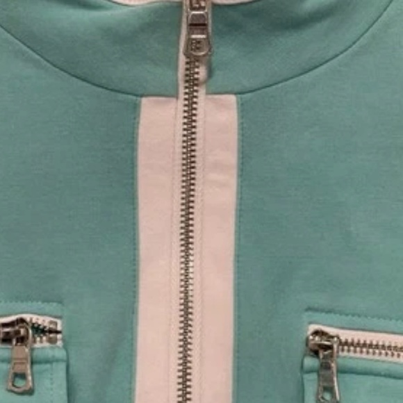 Boston Proper Shift Dress Turquoise Athleisure Chic Zip Front Resort Large - Picture 5 of 13